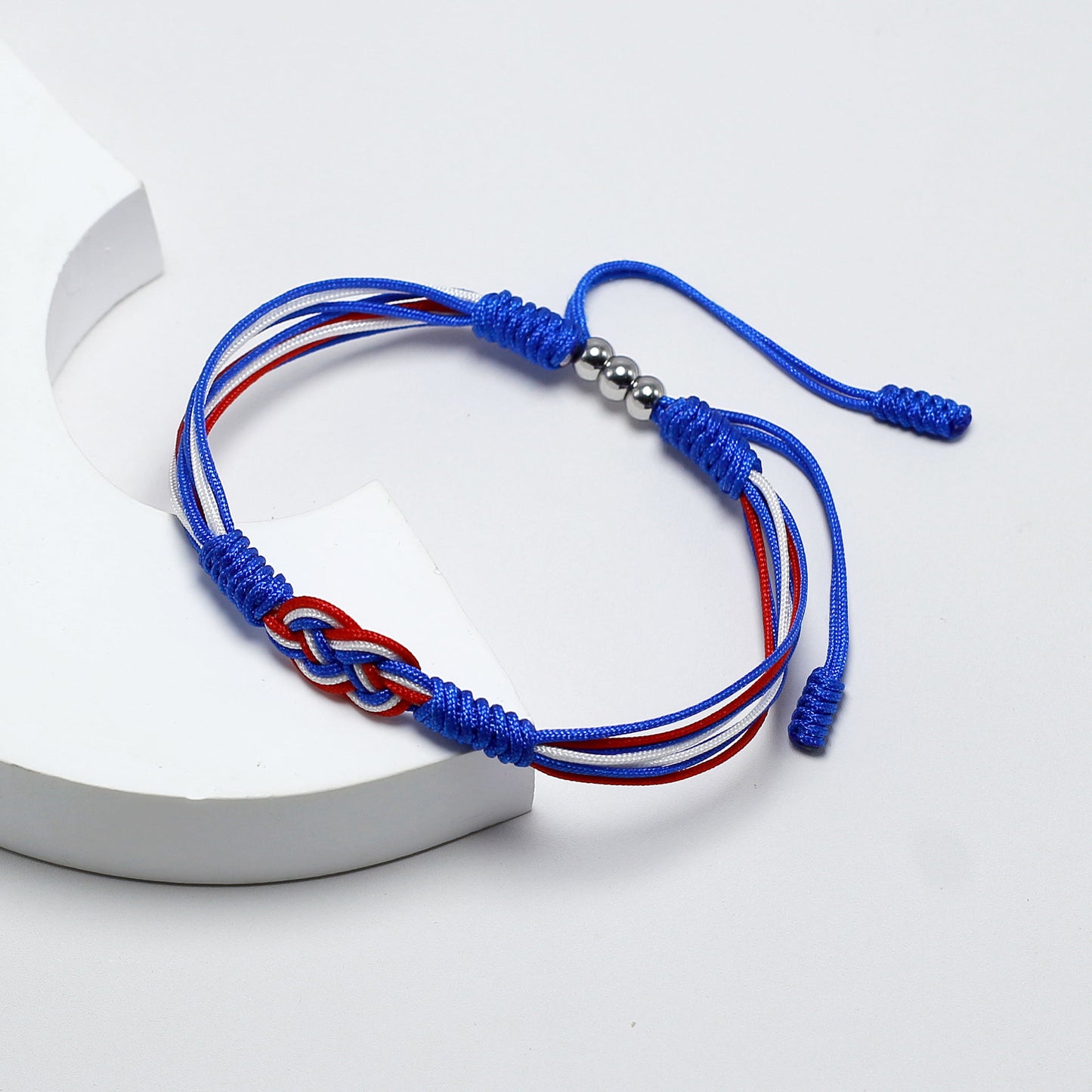 Colorful Braided Friendship Bracelet with Palestinian Flag Colors, Woven Flag-Colored Knot Bracelet