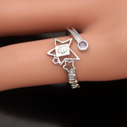 Anime JoJo's Bizarre Adventure Anime JoJo's Bizarre Adventure Josuke Higashikata Star Ring Stand Platinum Heart COS Ring