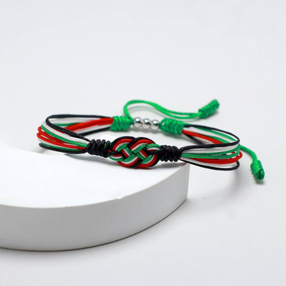 Colorful Braided Friendship Bracelet with Palestinian Flag Colors, Woven Flag-Colored Knot Bracelet