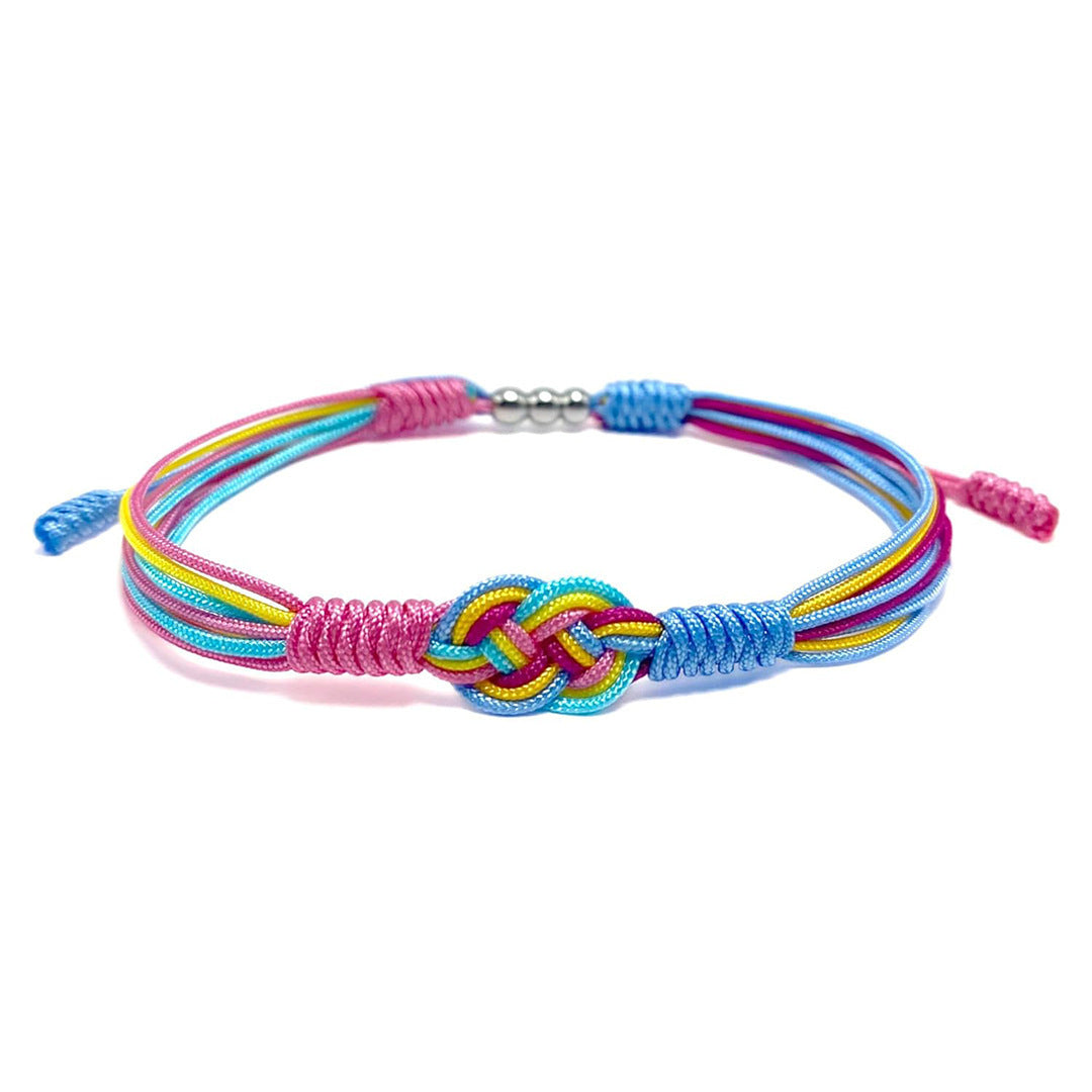 Colorful Braided Friendship Bracelet with Palestinian Flag Colors, Woven Flag-Colored Knot Bracelet
