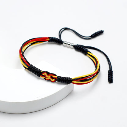 Colorful Braided Friendship Bracelet with Palestinian Flag Colors, Woven Flag-Colored Knot Bracelet